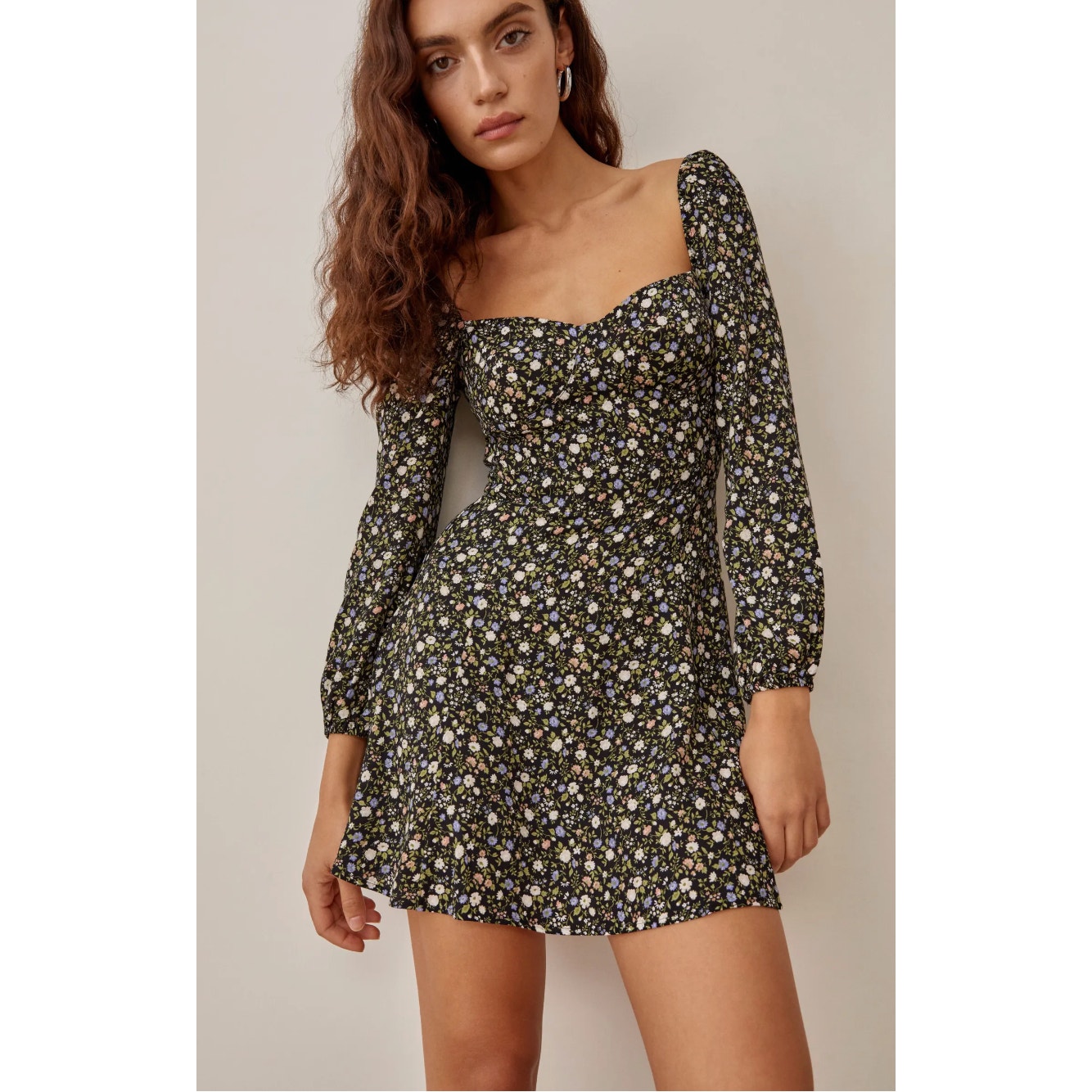 New! Reformation Mochi Floral Long Sleeve Dress, Size 0